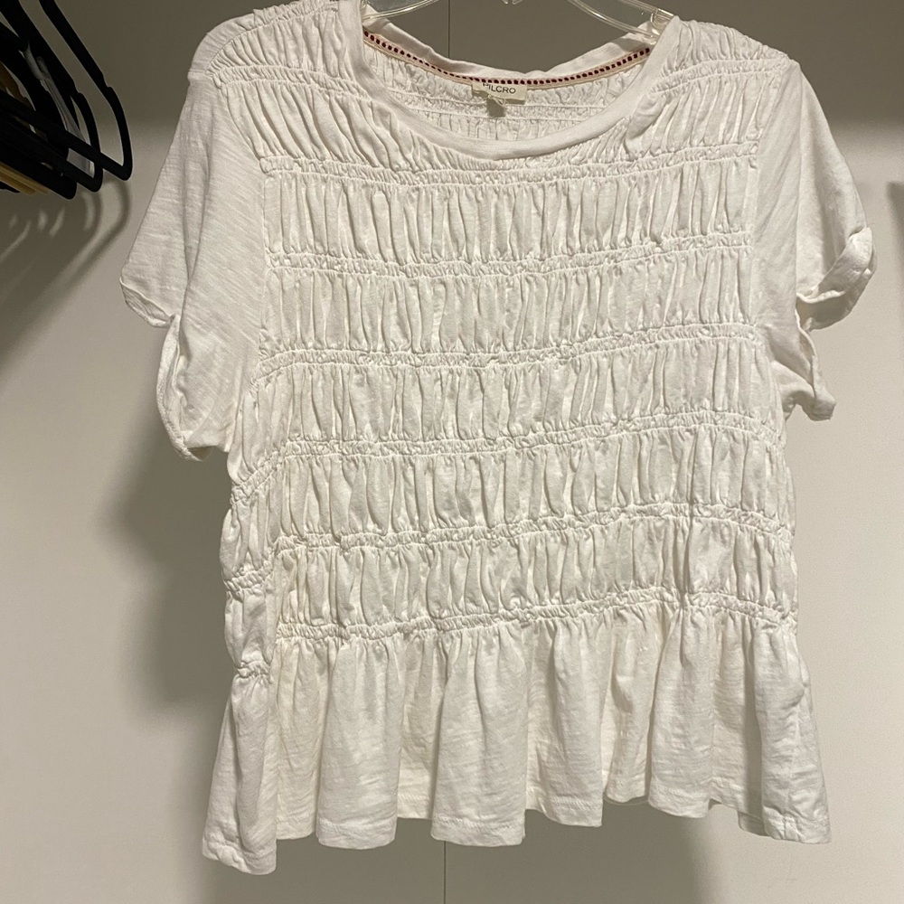 Pilcro White Smocked Blouse